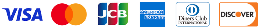 VISA、MasterCard、JCB、AMEX、Diners Club、Discoverのロゴ